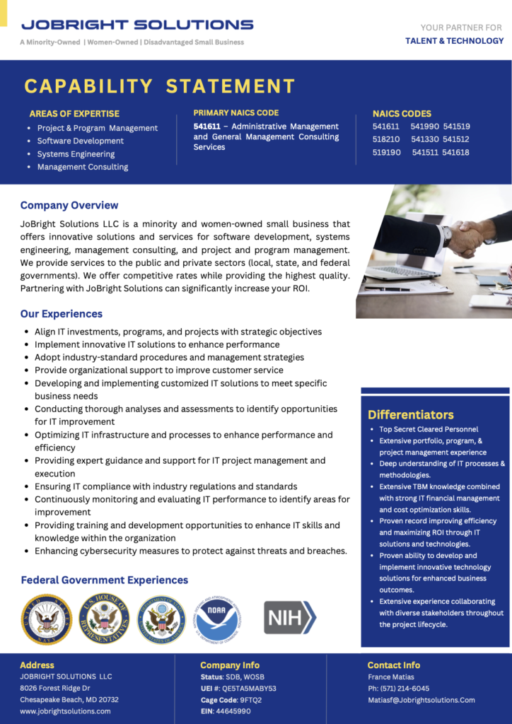 Capability statement jobright solutions